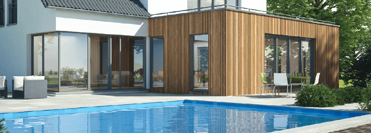 Maison moderne avec matériaux actuels